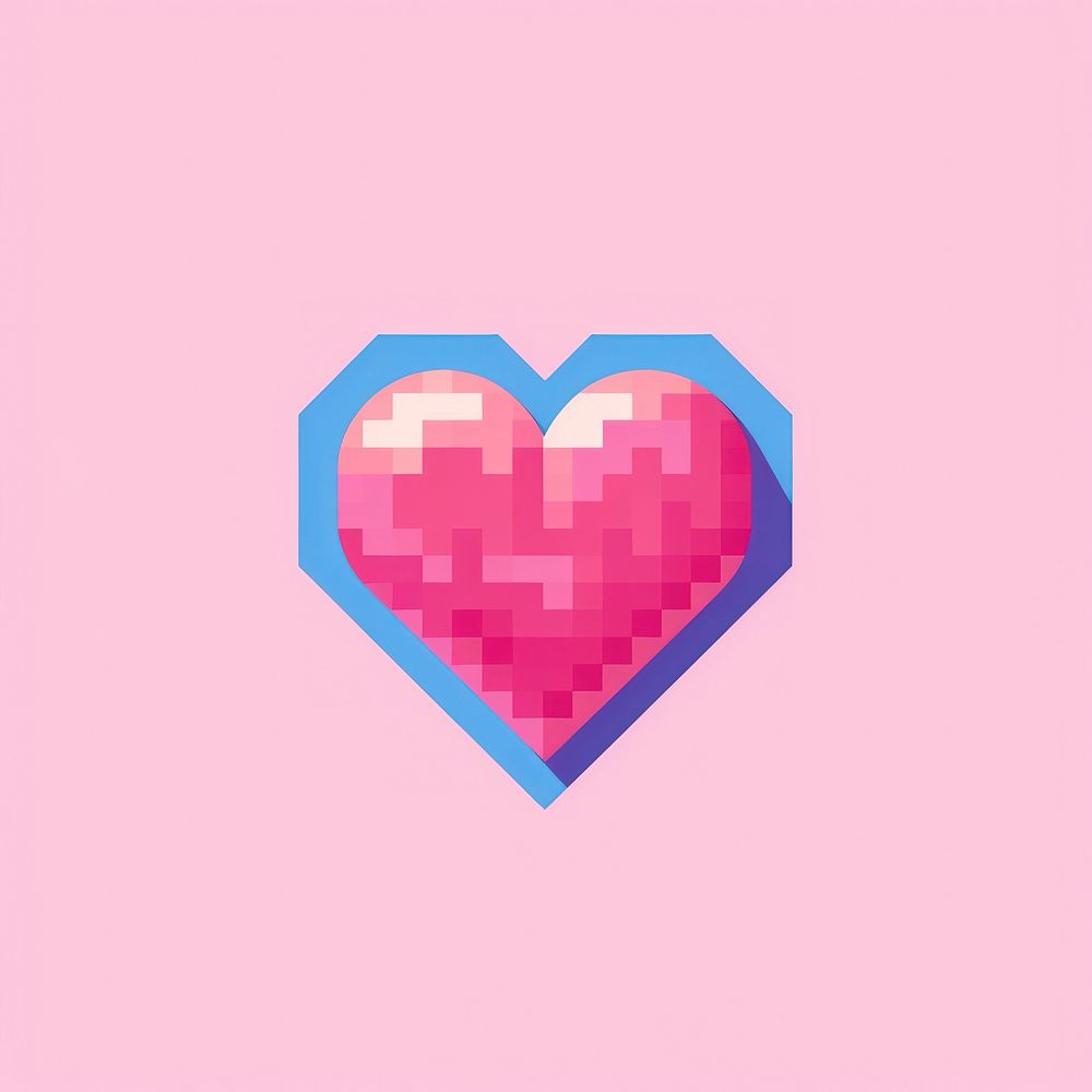 Heart pixel shape pixelated pattern.
