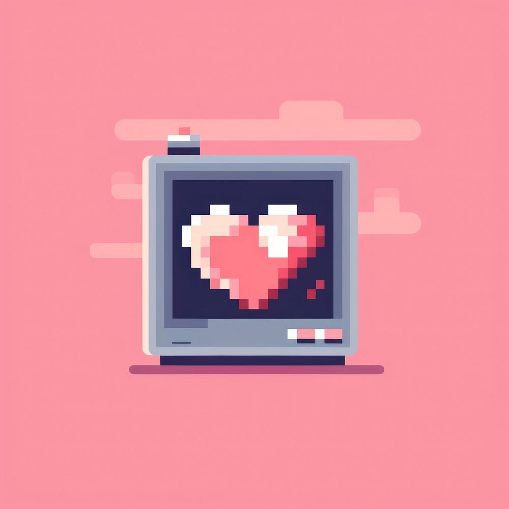 Love pixel television computer heart.