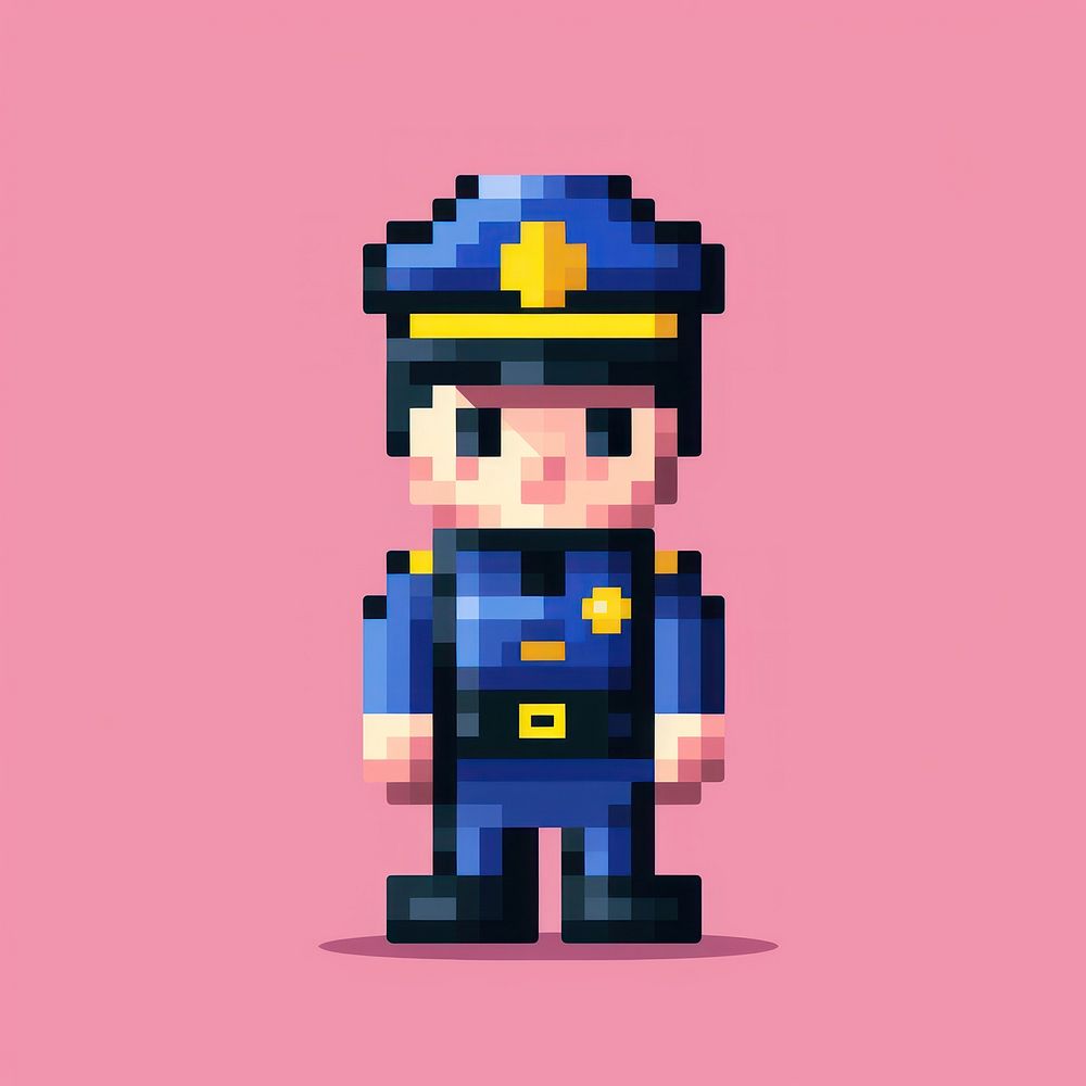 Policeman pixel toy protection technology.