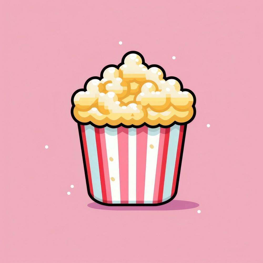 Popcorn pixel dessert cupcake snack.