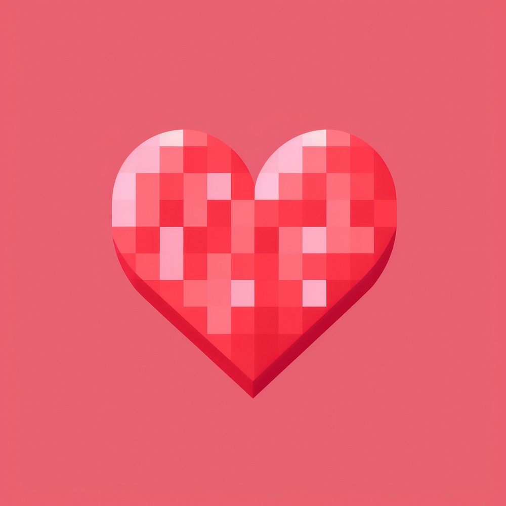 Red heart pixel symbol shape pixelated.