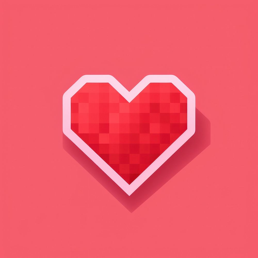 Red heart pixel symbol shape blackboard.