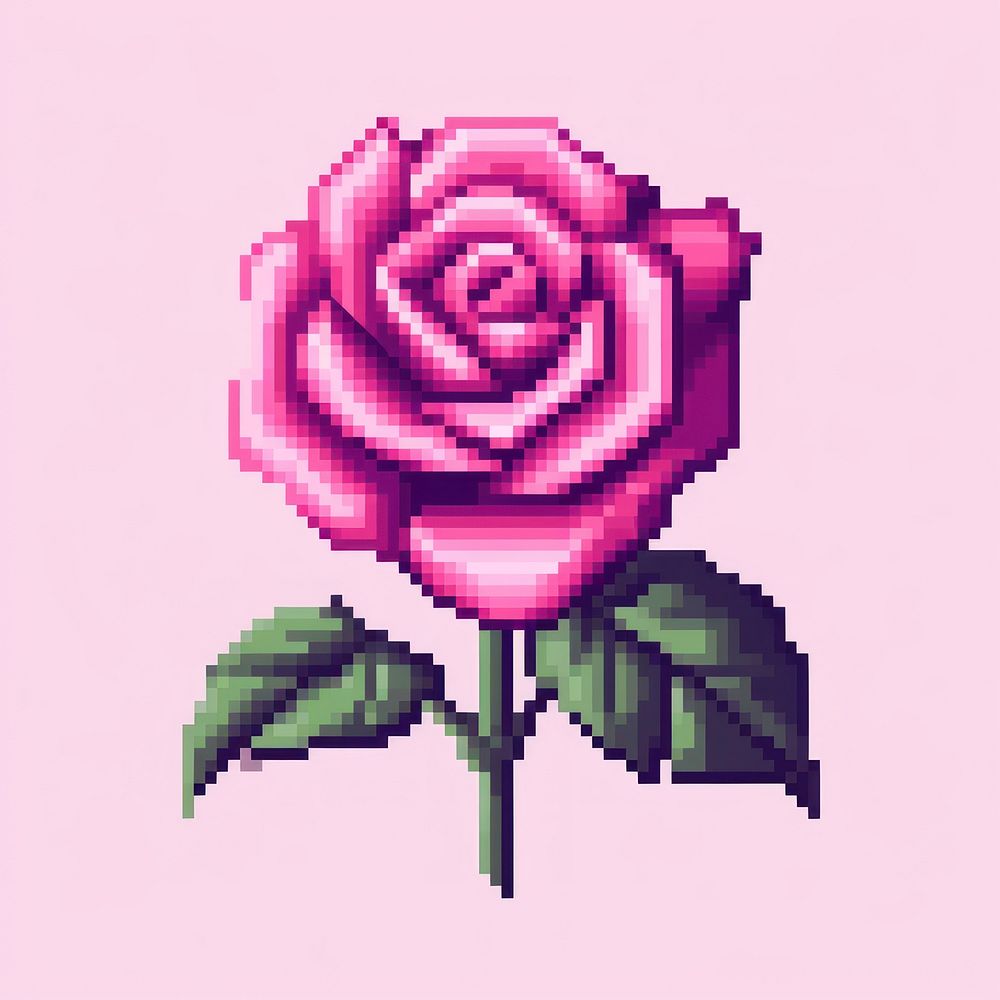 Rose pixel art pattern flower.
