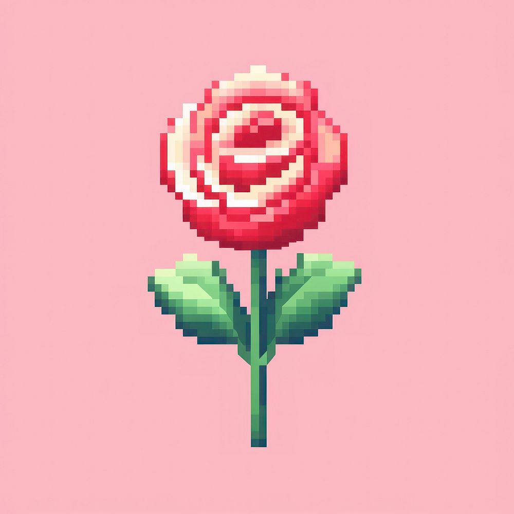 Rose pixel flower plant art.