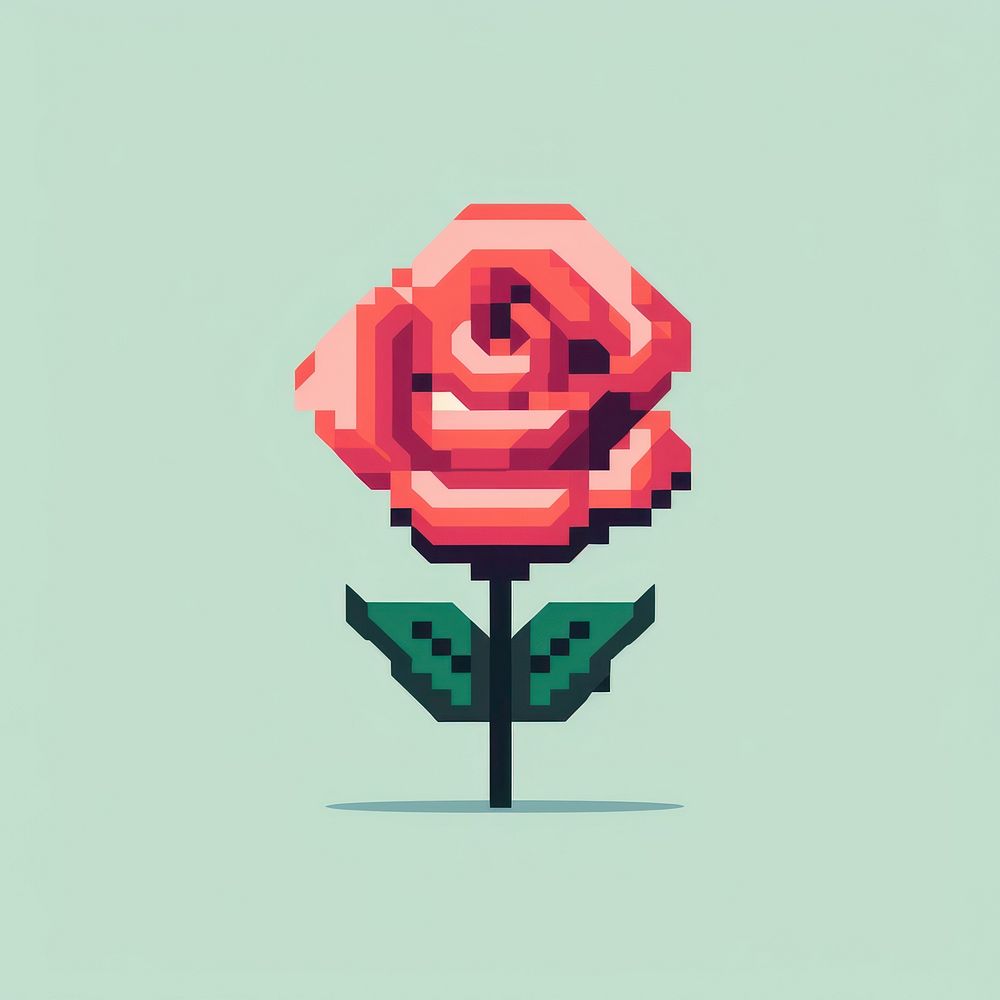 Rose pixel art graphics flower.