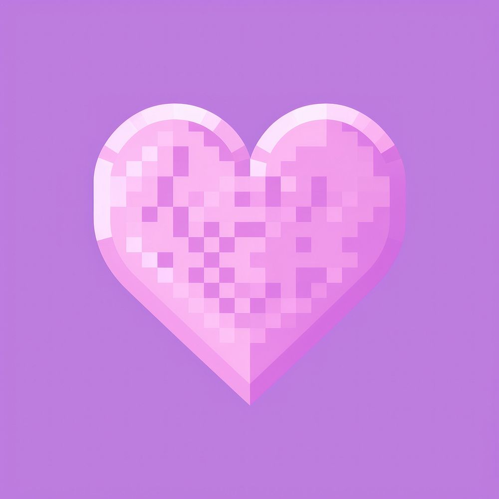 Pink heart pixel purple shape pixelated.