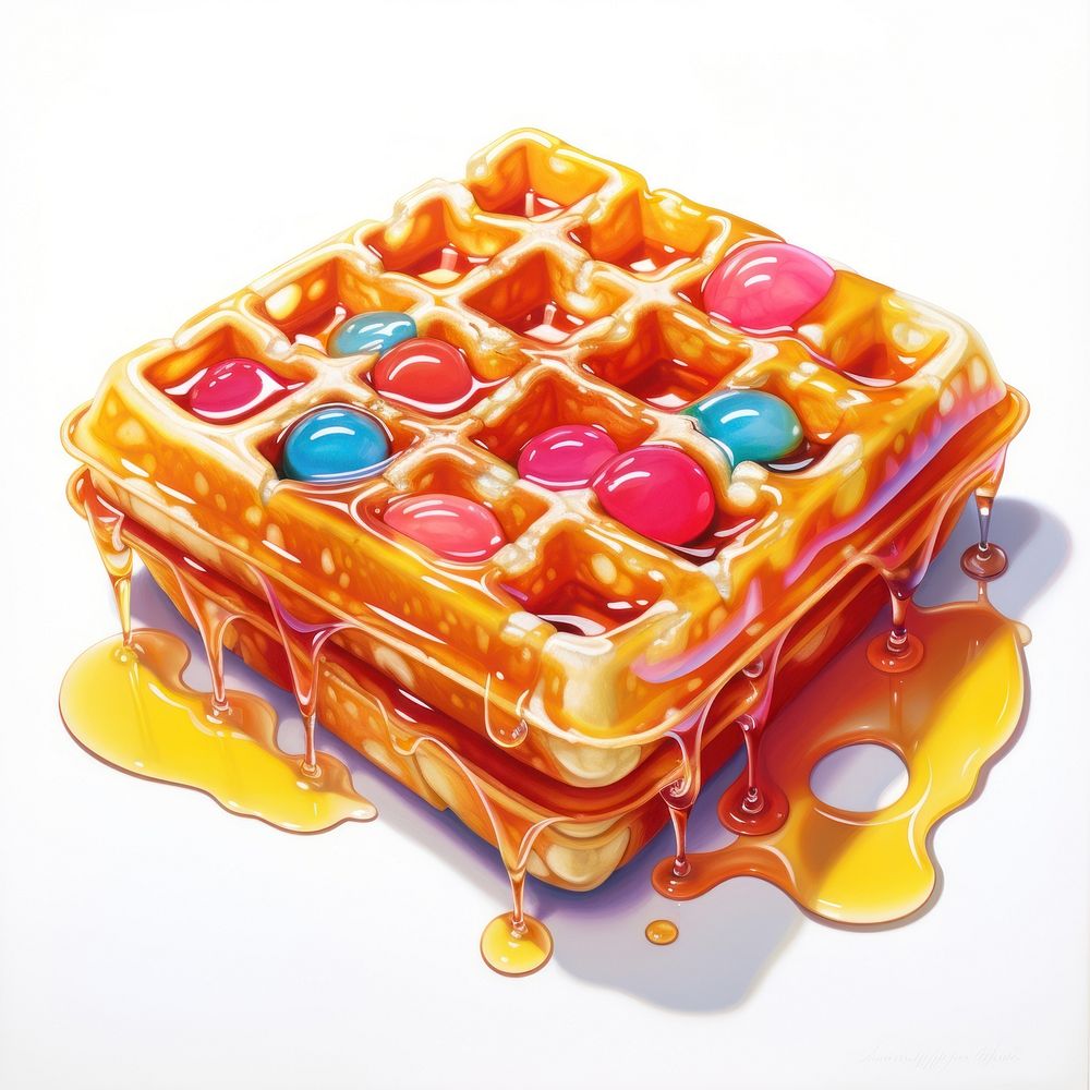 1970s airbrush art of a waffle dessert food confectionery.
