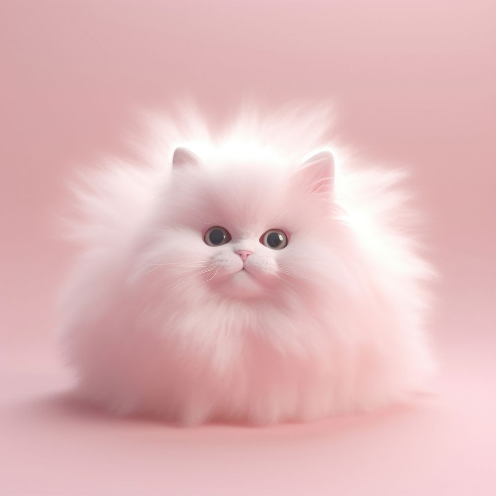 3d render of cat mammal animal pink.