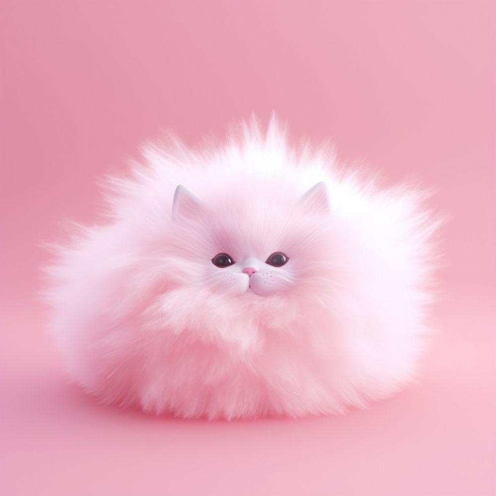 3d render of cat mammal animal pink.