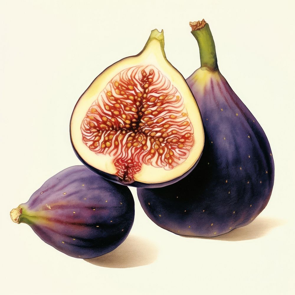 Vintage illustration of fig fruit plant food.