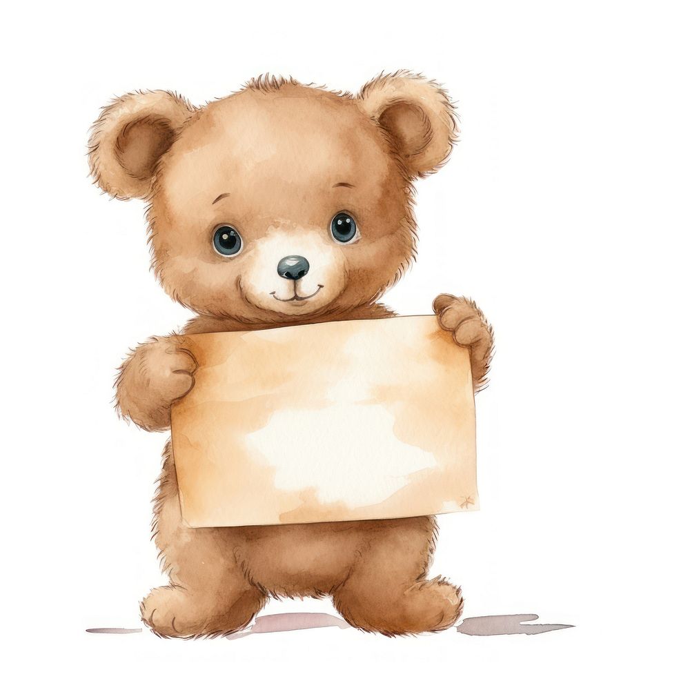 Bear holding blank board cartoon cute baby.