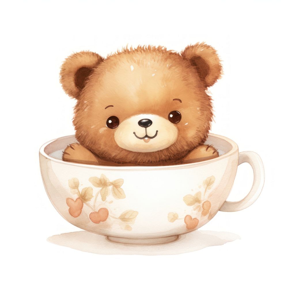Bear pop teacup cartoon mammal animal.