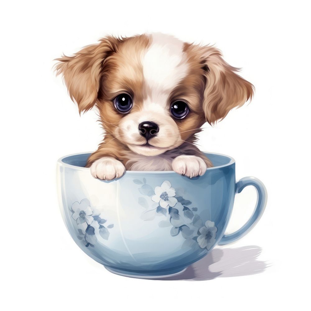 Cute dog pop teacup cartoon mammal animal.