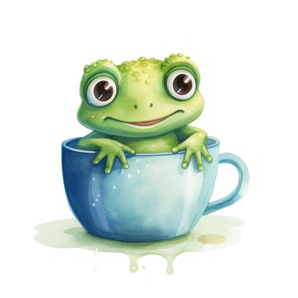 Cute frog pop teacup amphibian cartoon animal.