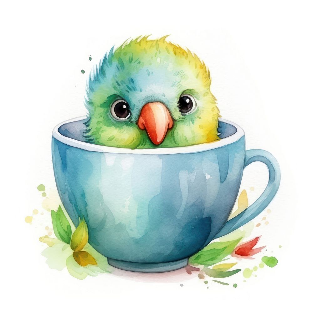Parrot pop teacup cartoon animal bird.