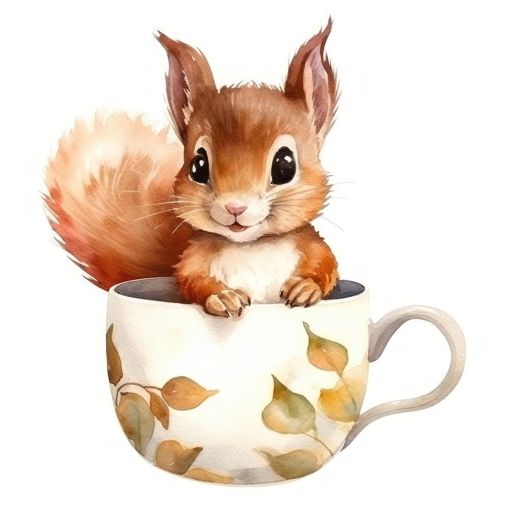 Squirrel pop teacup animal cartoon rodent.