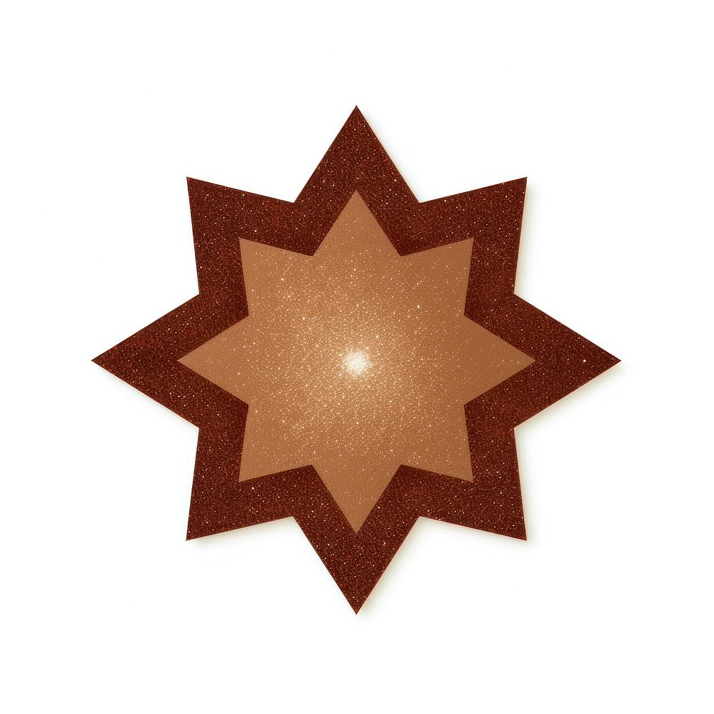 Octagram icon shape brown leaf.