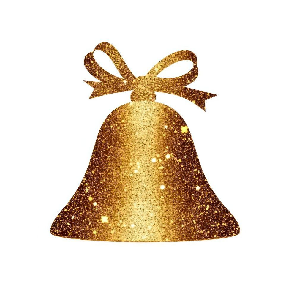 Bell icon shape gold white background.
