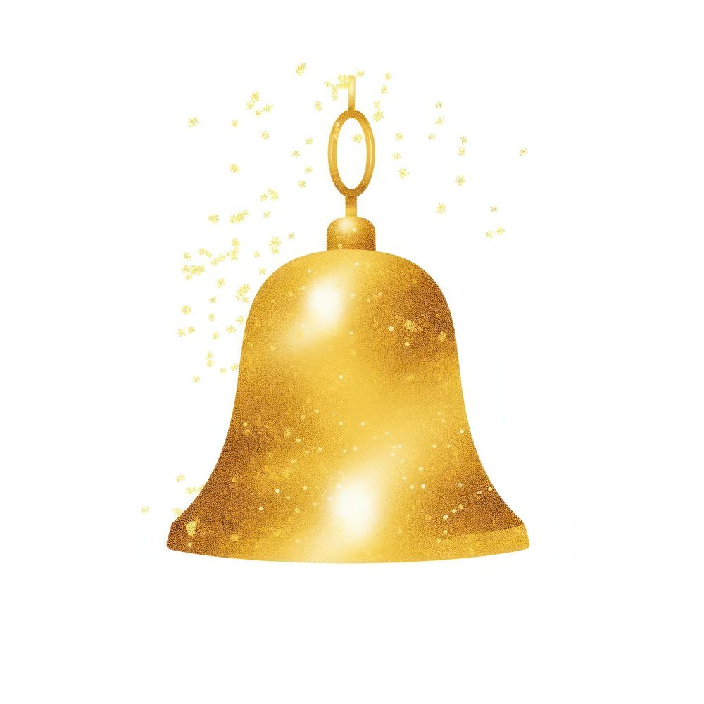 Bell icon shape gold white background.