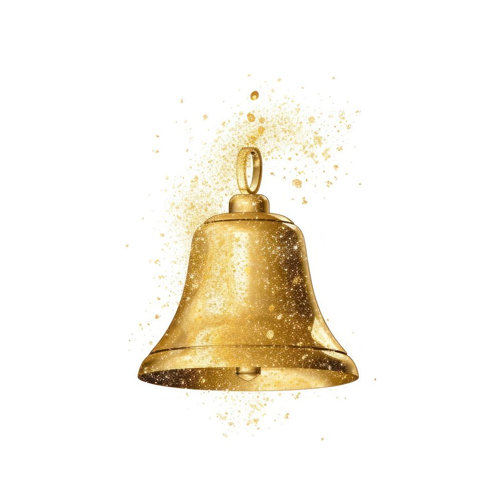Bell icon gold white background splattered.
