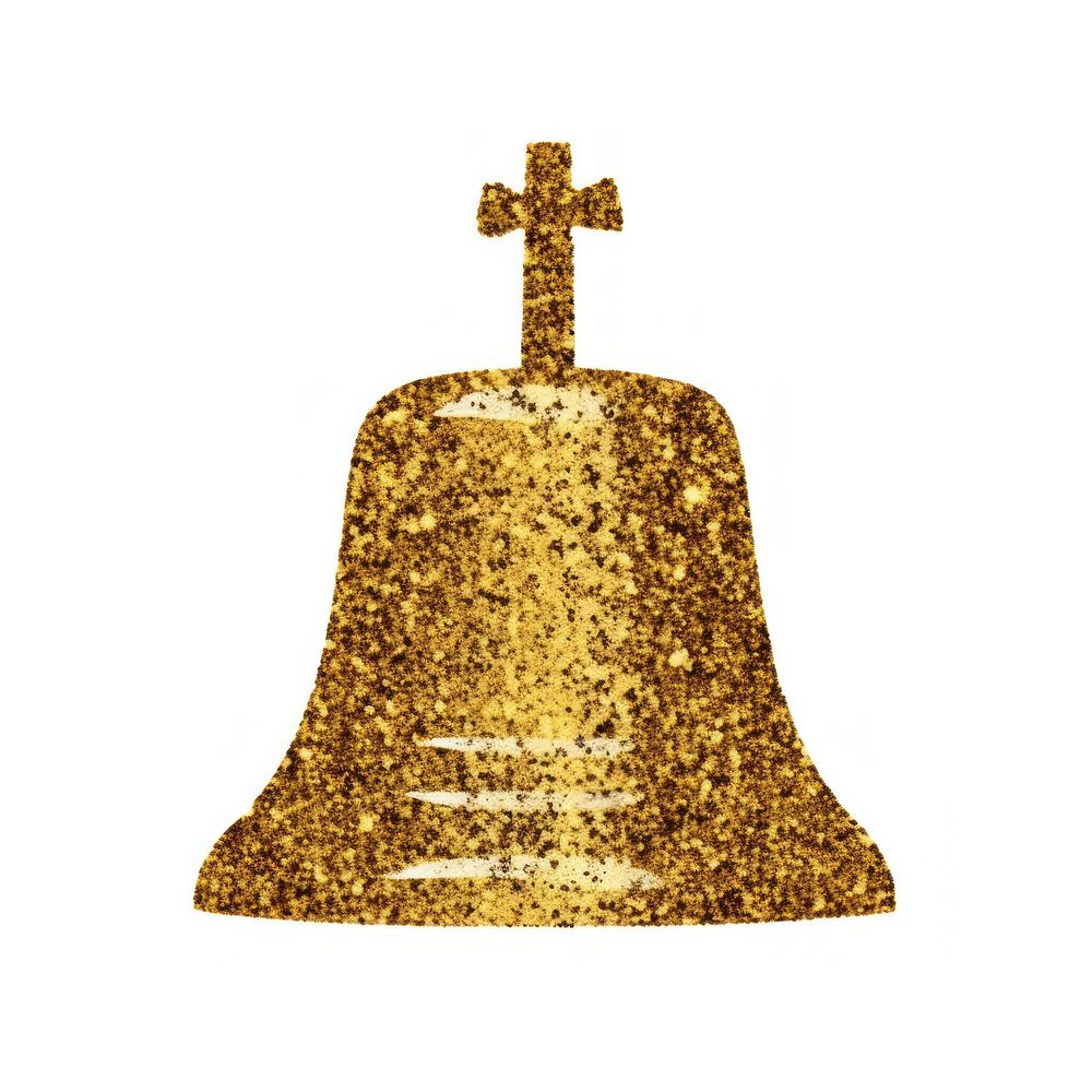 Bell icon symbol gold white background.