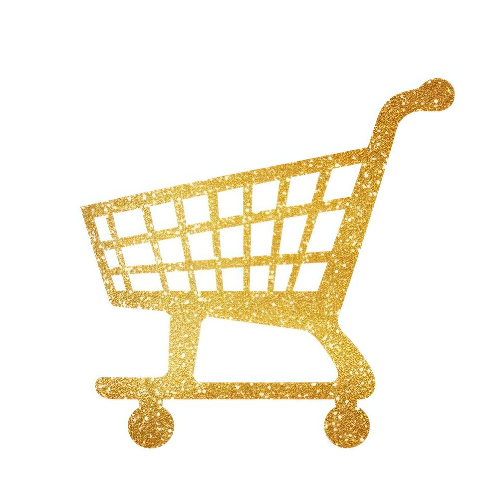 Shopping cart icon gold white background consumerism.