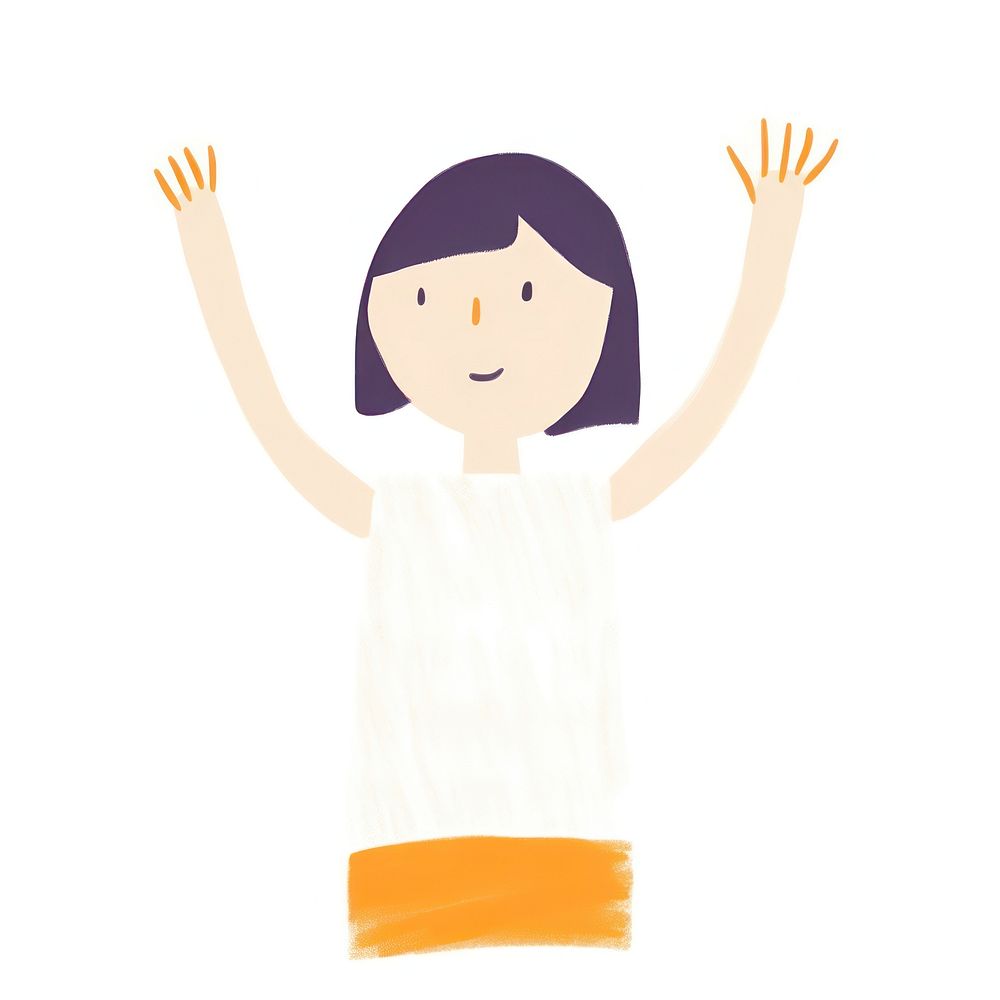 Person raising hands drawing sketch white background.