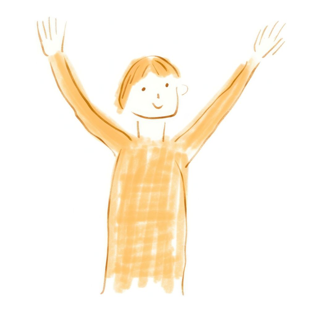 Person raising hands drawing sketch kid.