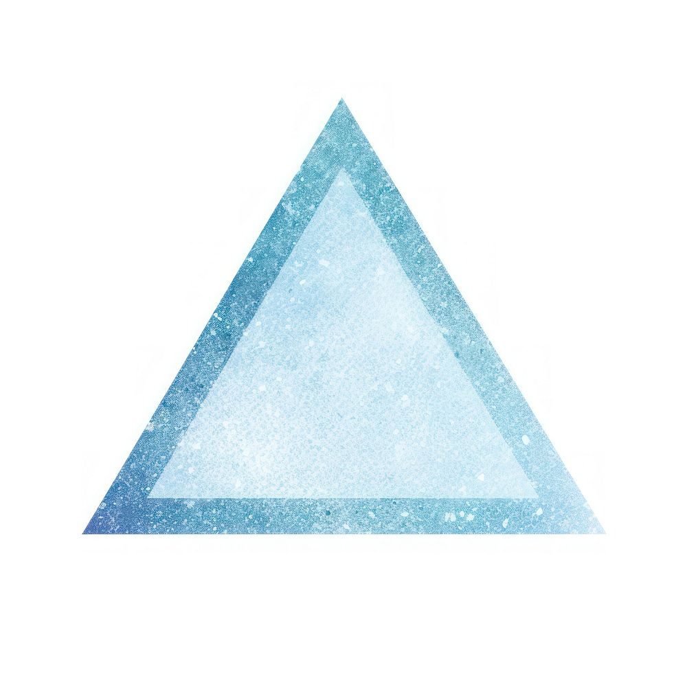 Triangle icon shape blue white background.
