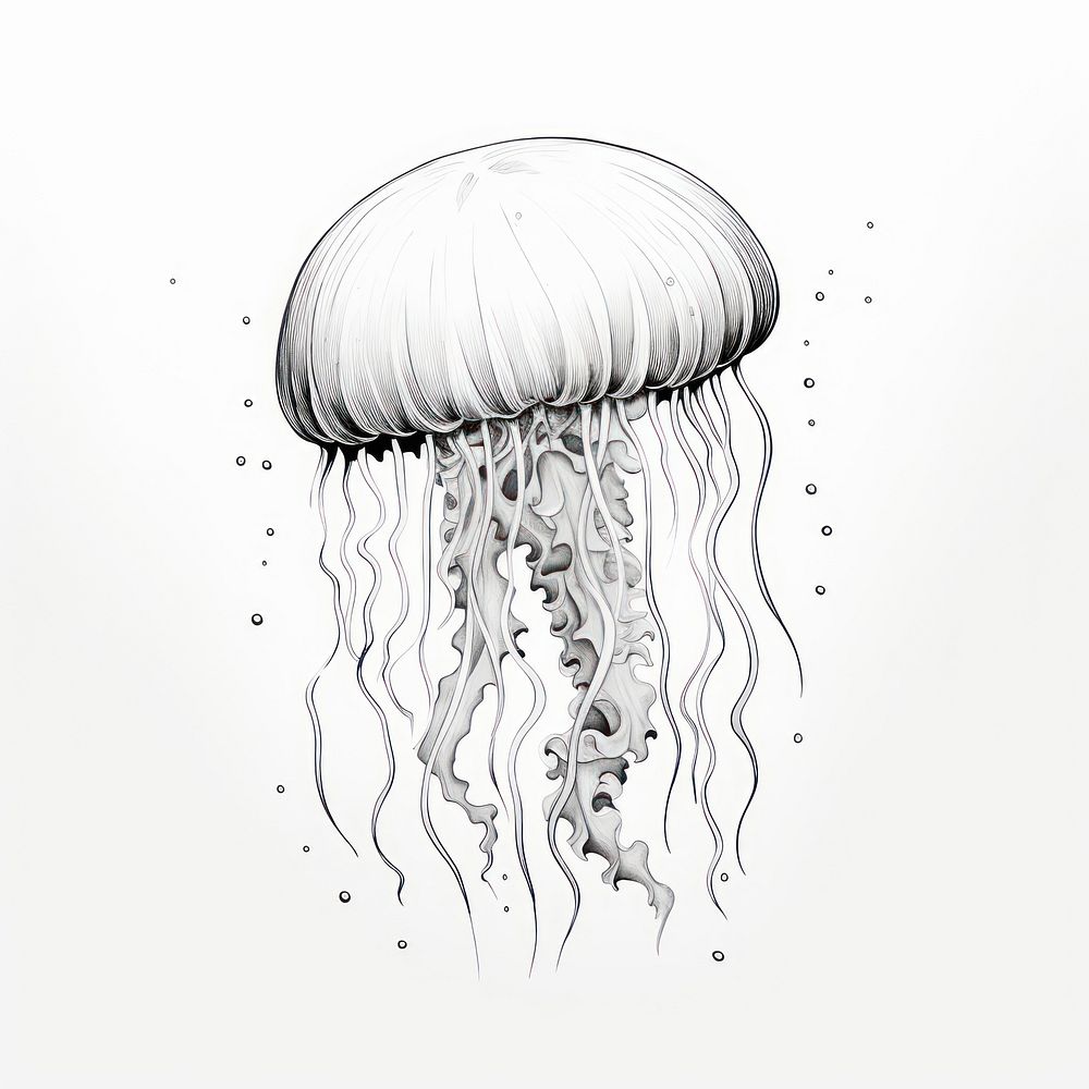 Jelly fish jellyfish drawing sketch.