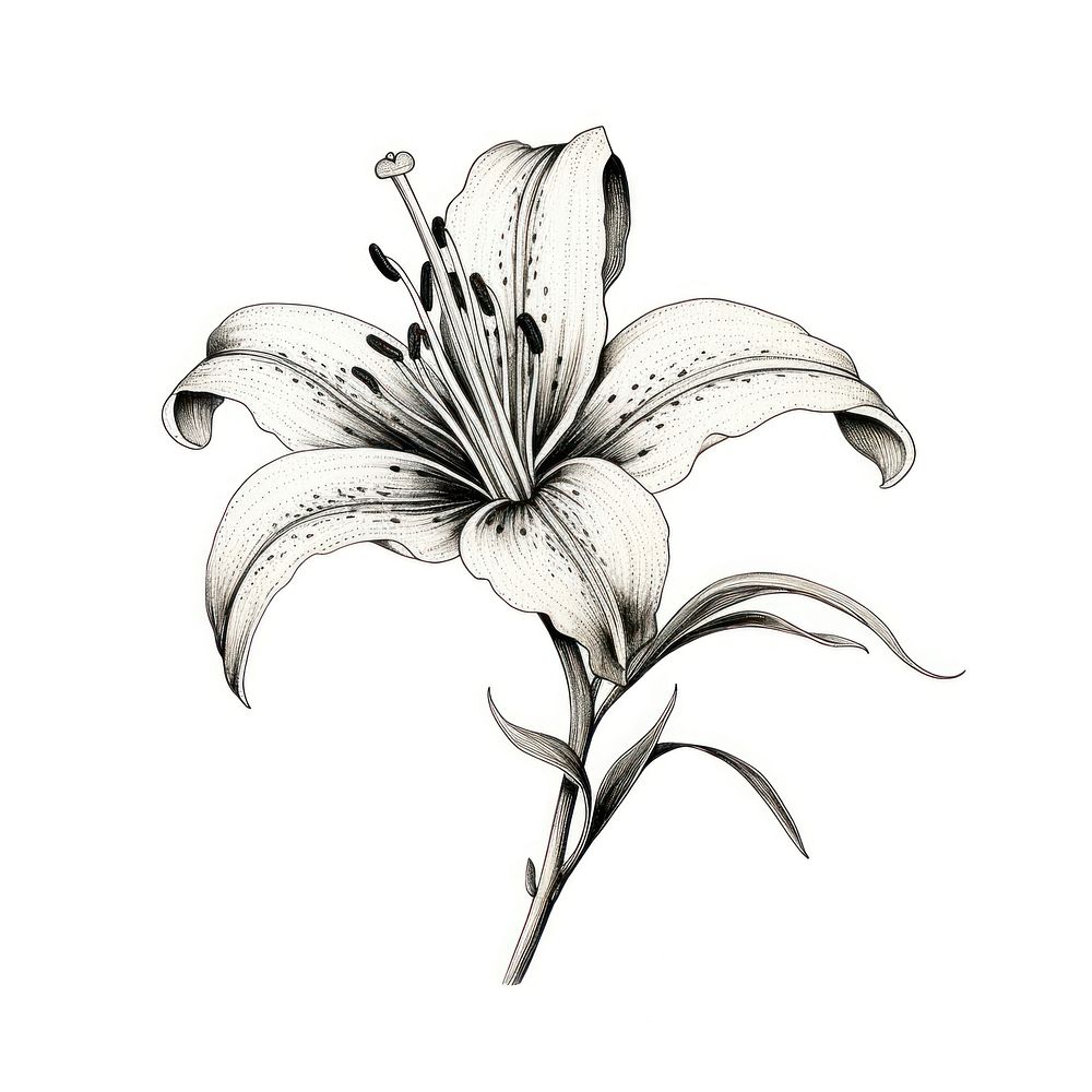 Lily drawing flower sketch.