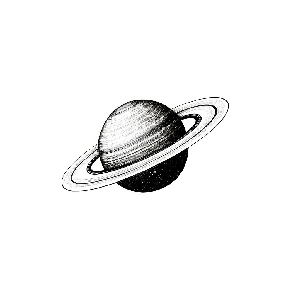 Saturn drawing space monochrome.