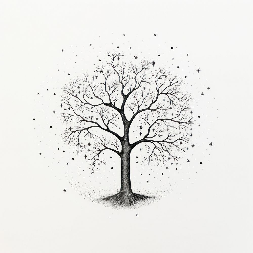 Tree drawing sketch calligraphy.
