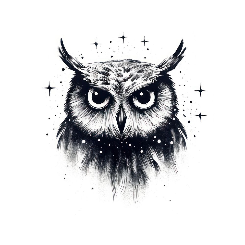 Owl drawing animal sketch.