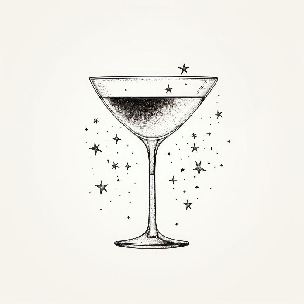 Cocktail martini drawing glass.
