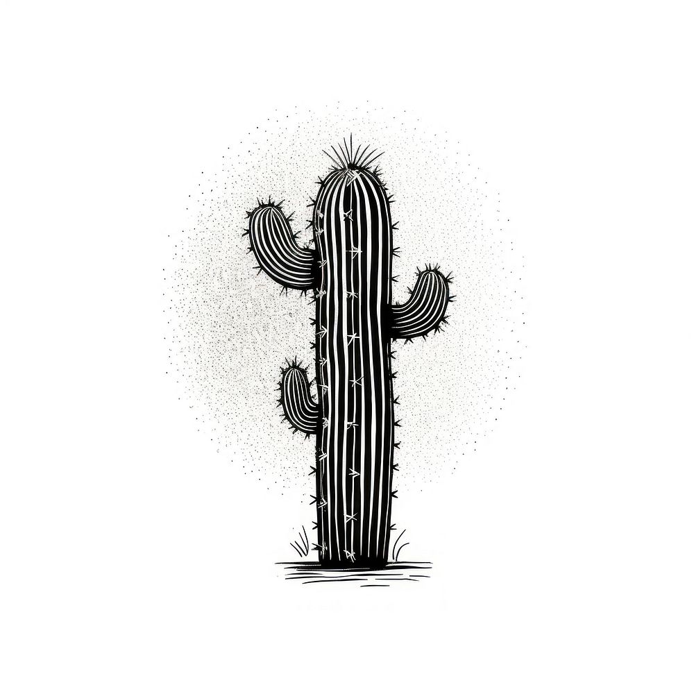 Cactus plant line white background.