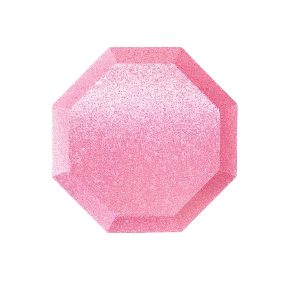 Octagon icon shape pink white background.