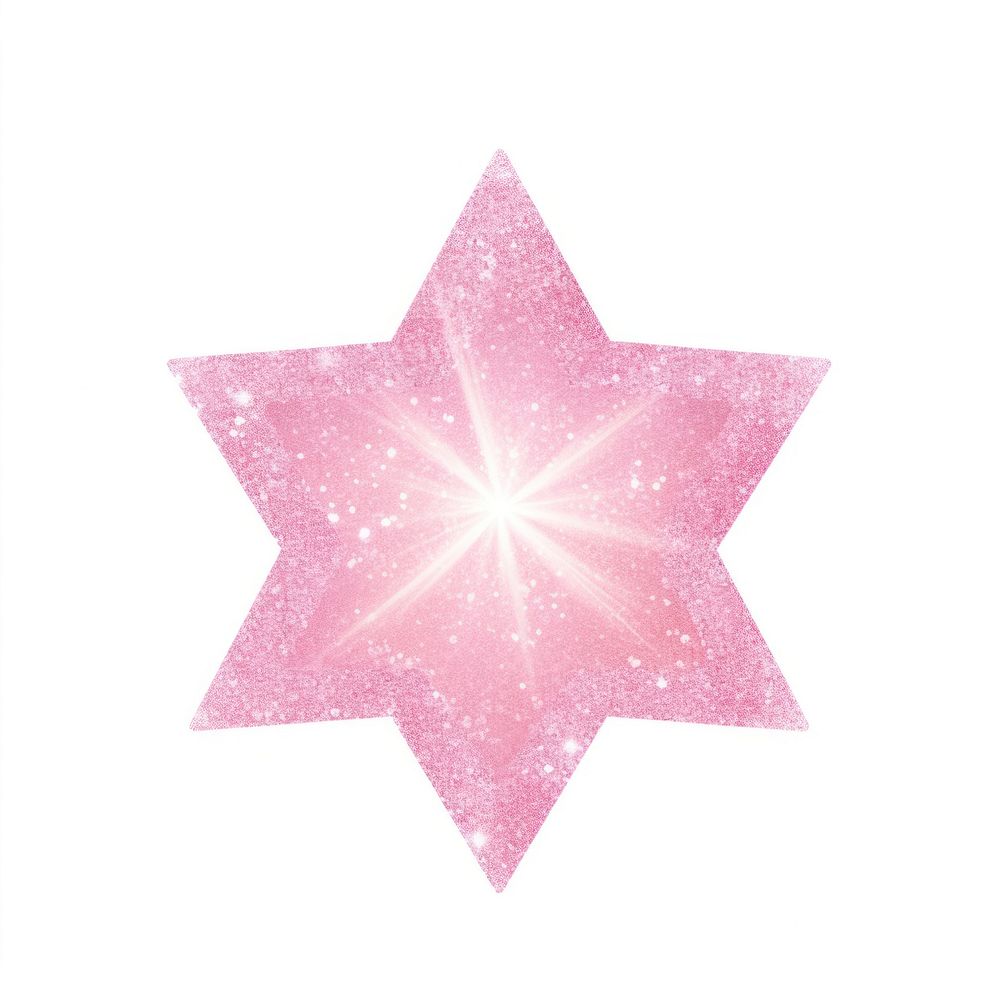 Octagram icon shape pink white background.