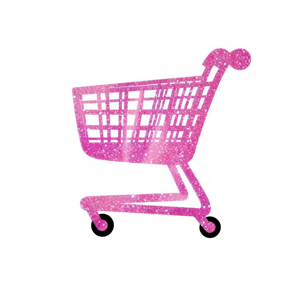 Shopping cart icon pink white background consumerism.