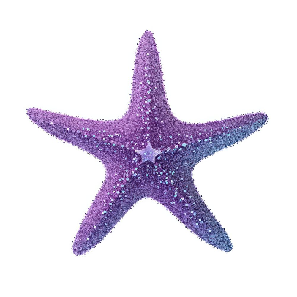 Starfish icon purple shape white background.