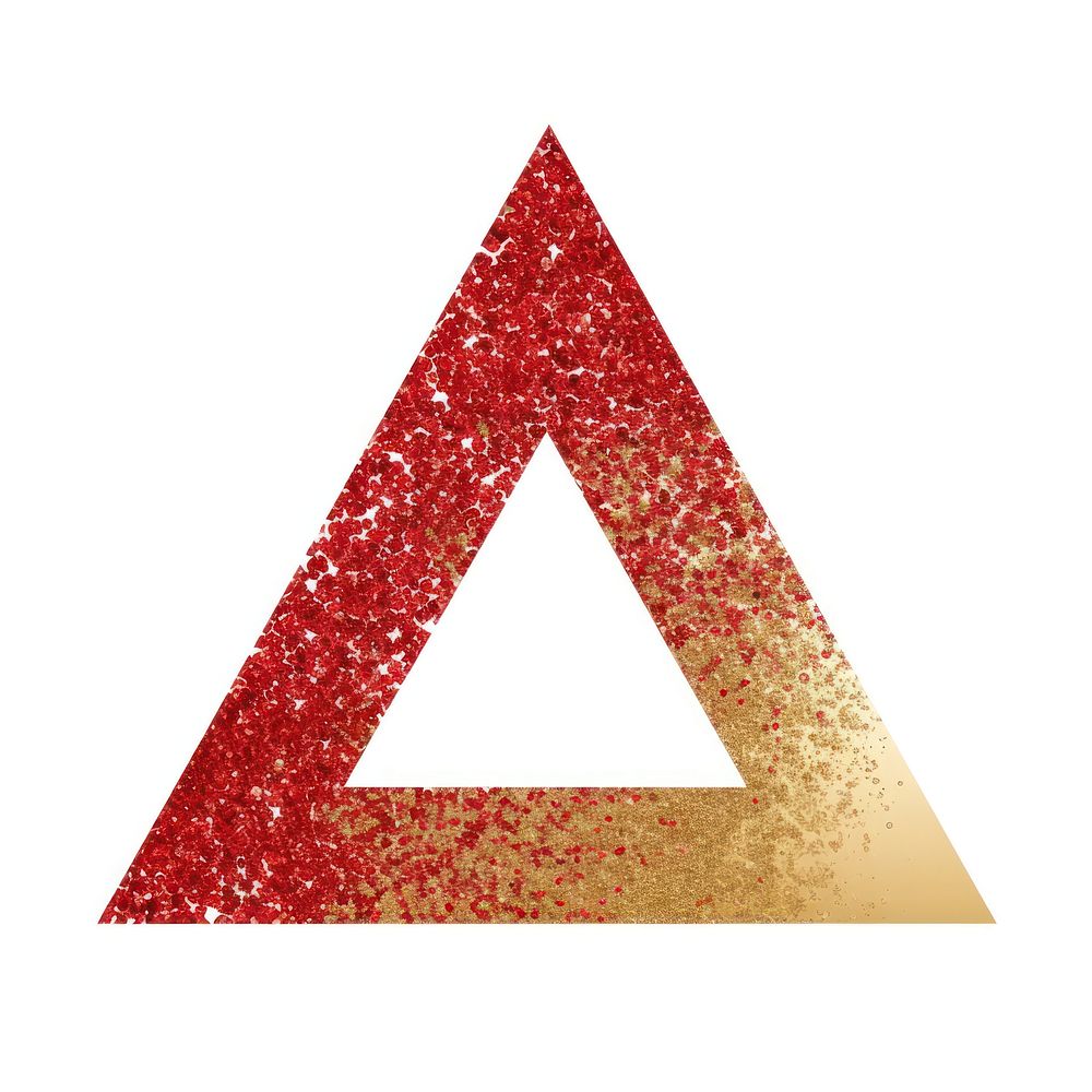 Triangle icon glitter shape red.