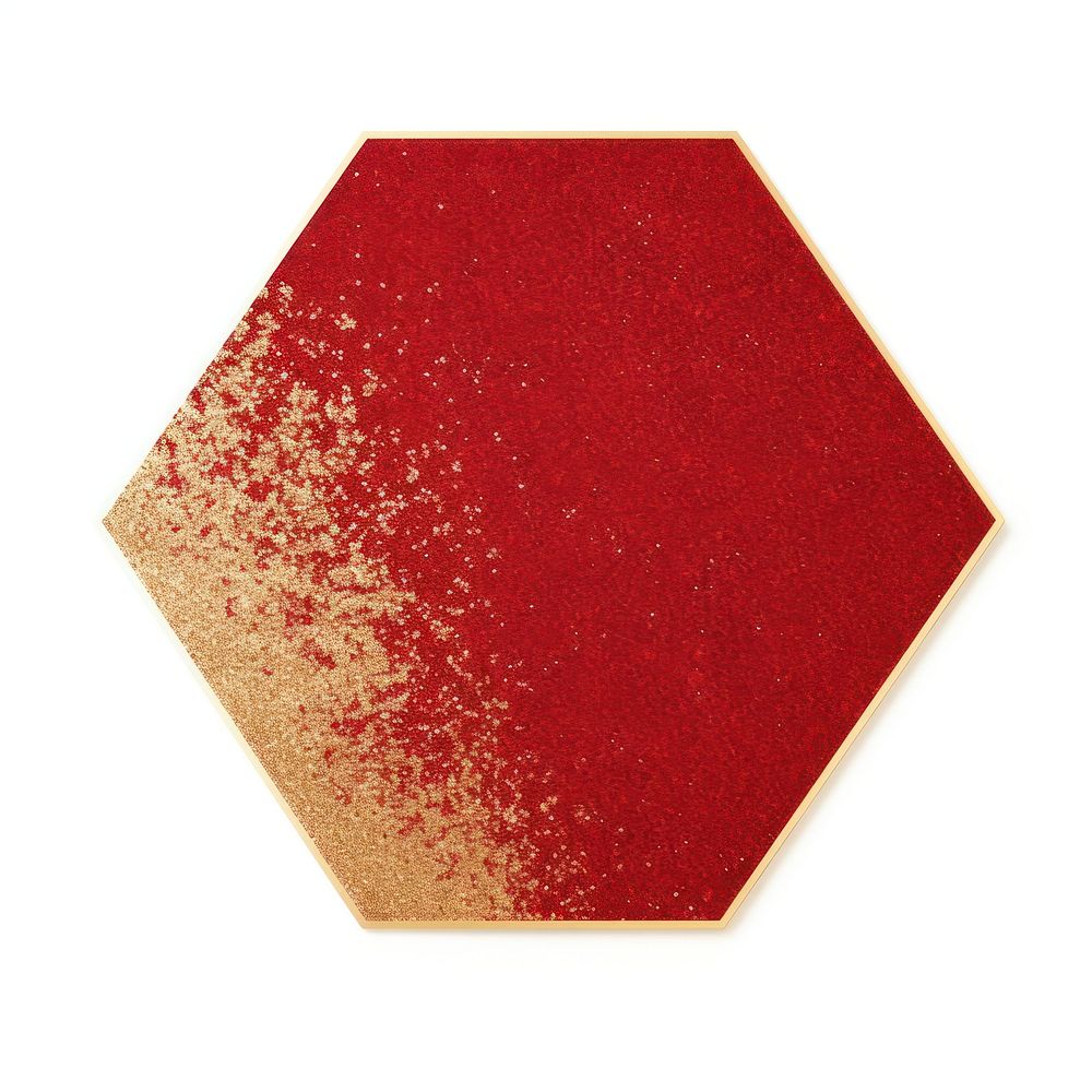 Pentagon icon shape gold red.