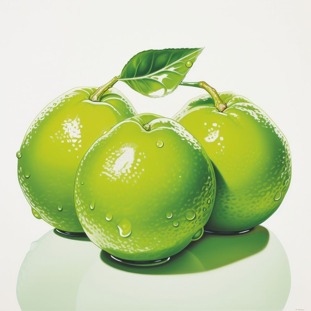 A lime isolated on clear pale solid white background fruit green plant.