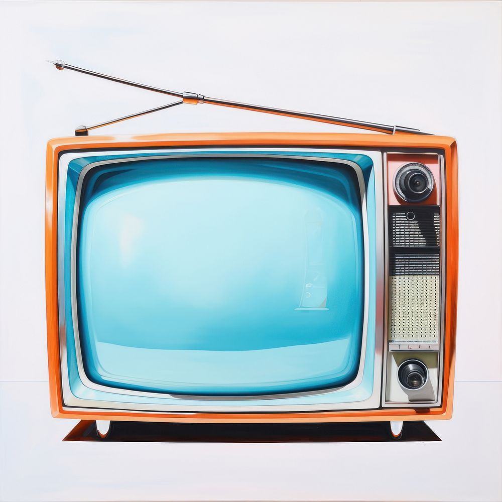 An television isolated on clear pale solid white background electronics technology hardware.