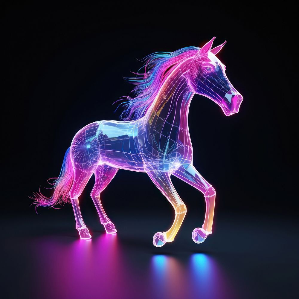 Neon unicorn wireframe light animal | Premium Photo Illustration - rawpixel