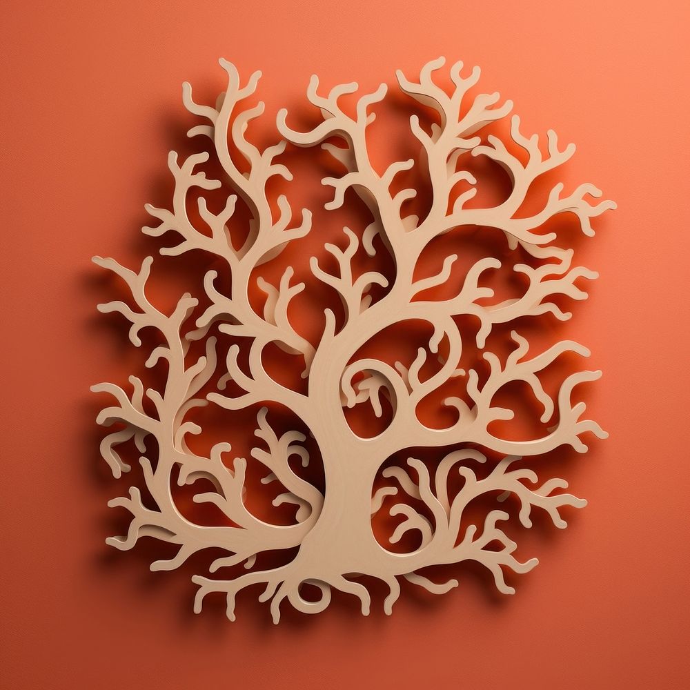 2D coral symbol wood art creativity.