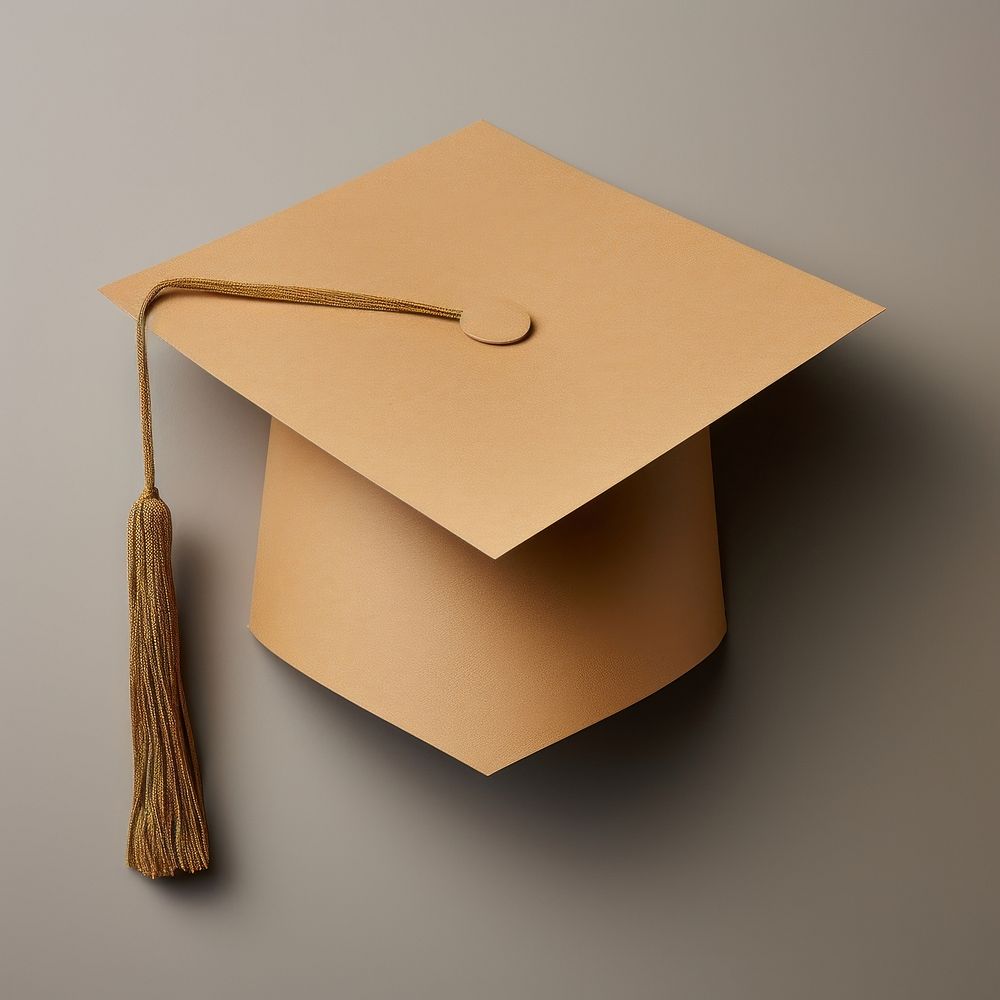 2D graduation hat symbol cardboard paper intelligence.