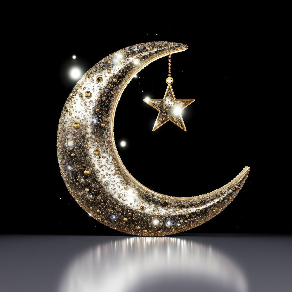 Eid Mubarak crescent moon astronomy nature night.
