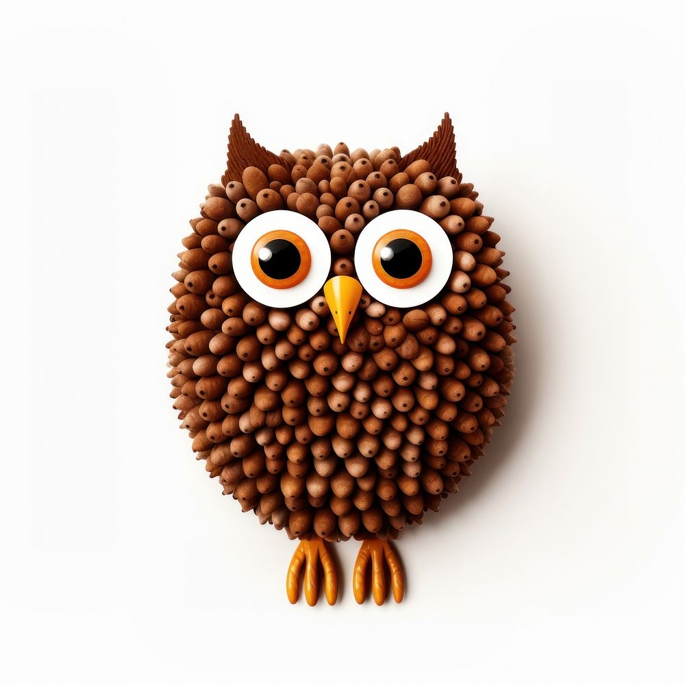 Cute brown owl crayon animal bird food.
