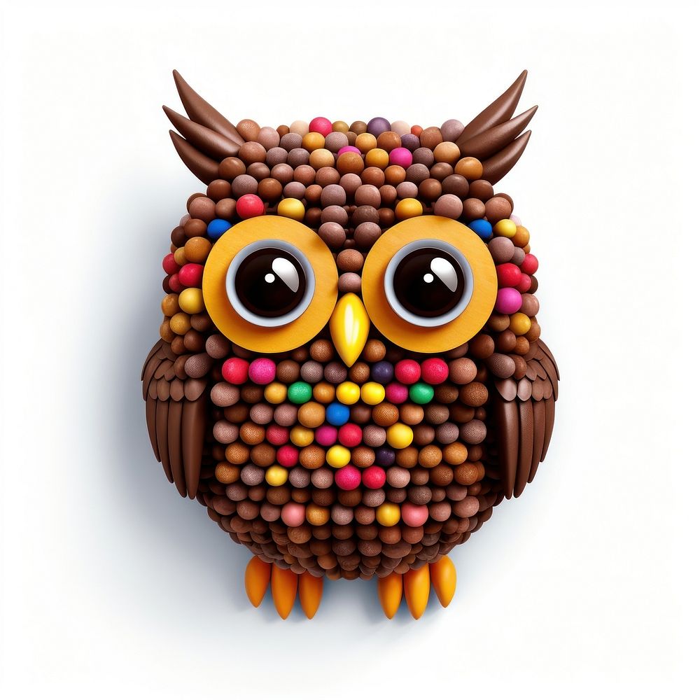 Cute gray owl crayon white background confectionery creativity.